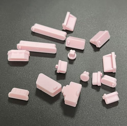 16Pcs Pink Silicone Anti Dust Plug Universal Laptop Port Protector Cover Set - color: Pink