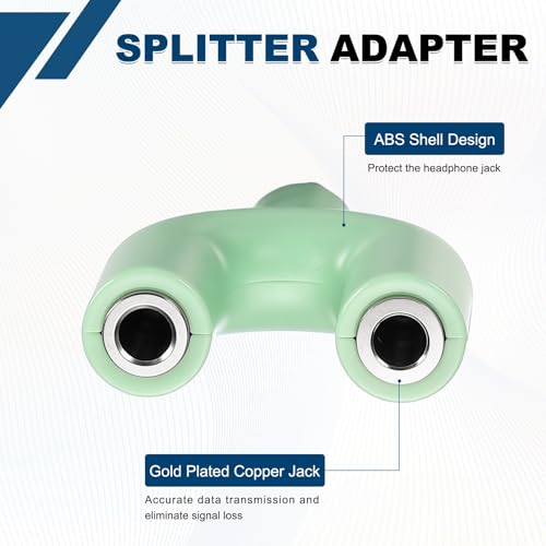 MECCANIXITY 2Pcs Headset Mic Splitter Adapter, 3.5mm Male to Dual Female Y Splitter Microphone and Audio Jack Adapters for PC Laptop Smartphone, Green - color: Green