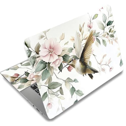 SUPERDANT Flowers Hummingbird Laptop Skin Decal Universal Laptops Skin Sticker Notebook Protector 12 13 13.3 14 15 15.4 15.6 Inches Vinyl Cover Removable Waterproof Personalized Art Decal White Green - color: White+green