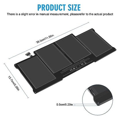 TREE.NB A1405 A1466 Replacement Laptop Battery for MacBook Air 13 inch A1466 (Mid 2012,Mid 2013,Early 2014, Early 2015,2017) A1369 (Late 2010 Mid 2011 Version), Also fit A1496 A1377 661-5731 Upgraded - size: 11.5x5.39x0.2inch A1405