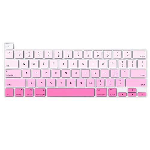 Allinside Soft Silicone Keyboard Cover for MacBook Pro 13 inch (A2338 M1 A2251 A2289, 2020–2023) & MacBook Pro 16 inch (A2141, 2019–2020) with Touch Bar & Touch ID, US Layout, Ombre Pink - color: 01 Ombre Pink, size: 2019-2020 Macbook Pro 13/16