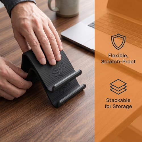 3 Pack 4-in-1 Foldable Silicone Stand for Laptop & Phone Portable Multi-Device Holder with Screen Hook & Notebook Riser Soft Anti-Slip Tablet Mount for Desk Travel Home Office-Black - color: Black3P