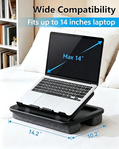 Adjustable Lap Desk with Cushion - 8 Angles Ergonomic Adjustment | Laptop Lap Desk For Bed Couch Car Home Office - Ideal For Reading Drawing Working- Fits up to 14 Inch Laptop Tablet (MINI) - size: MINI