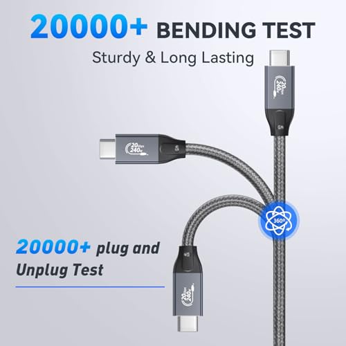 ULT-WIIQ 15FT USB C to USB C 3.2 Gen 2 x 2 Video Cable for Portable Monitor, 4K@144/120/60Hz 8K Display Cable, 20Gbps Data Transfer, PD 3.1 240W Fast Charging, for iPhone 17, MacBook, SSD, CarPlay - size: 15FT