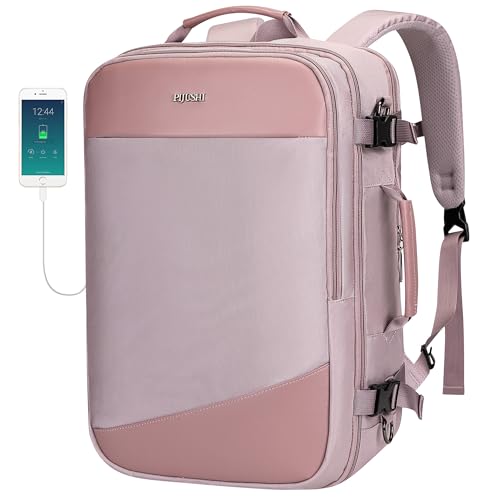 PIJUSHI 3-In-1 Carry On Travel Backpack for Women Men, Fits 16" Laptop | Convertible Duffel/Shoulder Bag with USB Port, Wet Pocket, TSA-Friendly 180° Opening for Airport/Commute/Daily, PE035 Purple - color: Light Purple