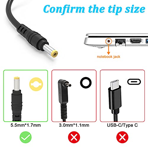 19V 3.42A 65W Laptop Charger for Acer Aspire E15 E1-532-2635 E1-571 E1-531 E3 E5 E5-511 E5-571 E5-573 E5-573G E5-575 E5-576G E5-575G E5-521 E5-522 ES1 ES1-531 ES1-511,ChromeBook C7 C710 AC710 - color: black2