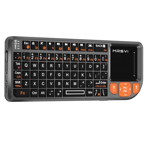 Mini Keyboard with Touchpad, Bluetooth + 2.4G Dual-Mode Ultra-Thin Portable Keyboard | Rechargeable Keyboard with 7-Color Backlit for Tablet/PC/phone/TV, Suitable for travel, office, and home use - color: Orange