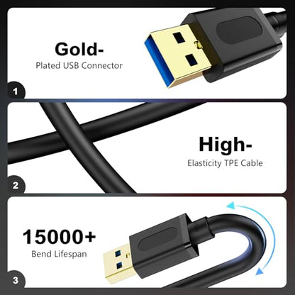 USB 3.0 Male to Male Cable 5Ft,USB to USB Cable with Gold-Plated Connector for Hard Drive Enclosures, DVD Player, Laptop Cooler(5Ft/1.5M) - size: 5 ft/1.5 m