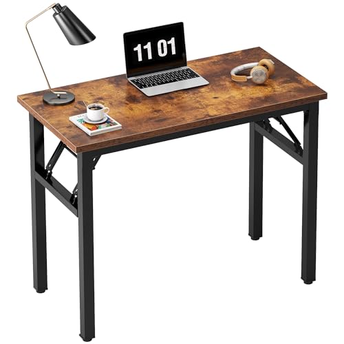 Need Small Folding Computer Desk, 31.5 Inch Writing Table, Rustic Brown | No-Assembly, Sturdy Foldable Desk for Home Office, Bedroom, Dorm Room, Student Study, Collapsible, Compact, Easy Storage - color: Rustic Brown, size: 31.5 inches