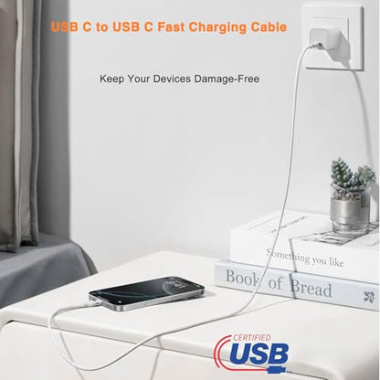 240W USB-C Charge Cable 2m [2-Pack], 6ft USB C to USB C Cable, Fast Charging Cord for Macbook Pro/Macbook Air, iPad Pro 12.9/Air 5th/4th/Mini 7th/6th/IPad 10/11, iPhone 17/16/15/16e/Pro Max/Plus/Air - size: 6.6ft