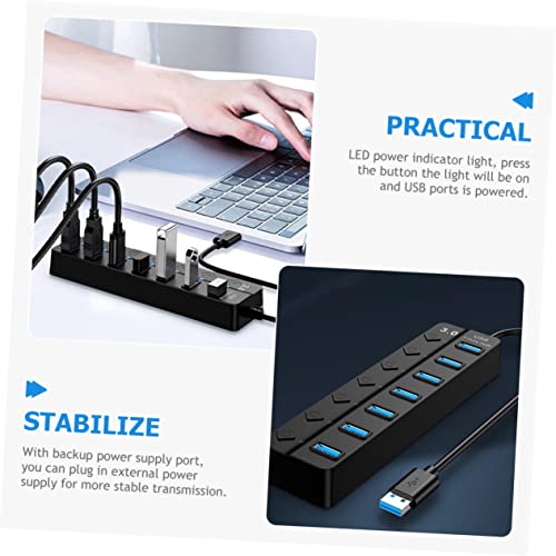 MERRYHAPY Multiple USB Ports Hub for Laptop USB Splitter 7 Ports High-Speed USB 3.0 Led Indicator Backup Power Easy to Use