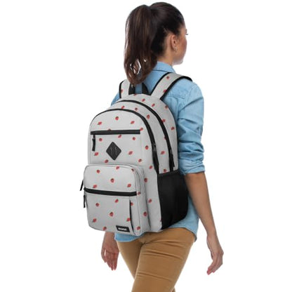 Backpack for Men and Women, Lightweight Casual Travel Laptop Backpack - color: Strawberrygrey, size: 15.6 Inches | 18 inches (height) x 12 inches (width) x 8 inches (depth)
