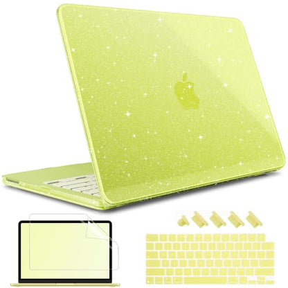 May Chen Compatible with MacBook Neo 13 inch Case 2026 Model A3404, Plastic Hard Shell,Keyboard Cover,Screen Protector,Dust Plug, for MacBook Neo 13" with A18 Pro Chip, Glitter Citrus - color: Glitter Citrus