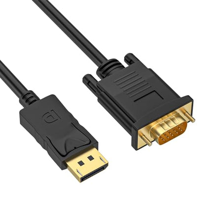(in) DisplayPort to (Out) VGA Adapter DP to VGA Cable Male to Male Gold-Plated for Computer, Laptop, Monitor, TV, Projector (NOT Bidirectional) (3 FT-1PACK) - style: DisplayPort to VGA (3 FT-1PACK)