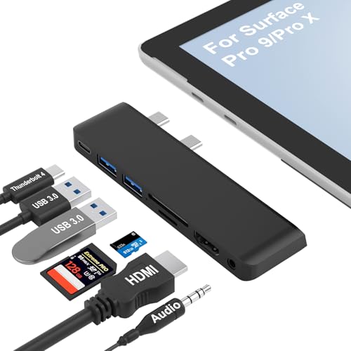 Surface Pro 9 Accessories, Surface Pro 9 Docking Station with 4K HDMI, USB-C Thunderbolt 4 (8K@30Hz Display+40G Data+100W Power), 2 USB 3.0, 3.5mm Audio, SD/TF Card Slot for Surface Pro 9/10/11/X - color: For Surface Pro 9/Pro X