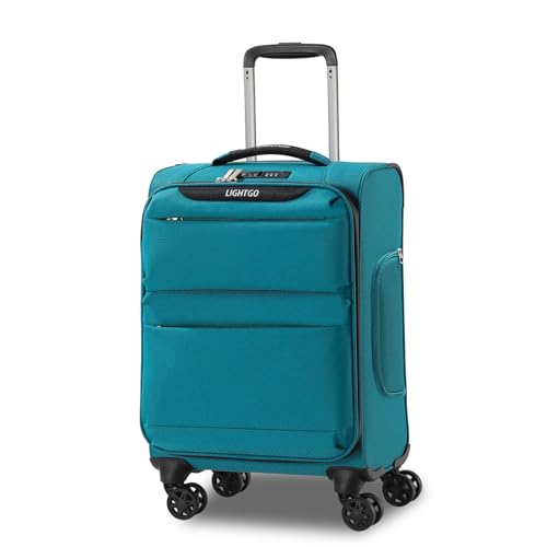 LIGHTGO 20 Inch Carry On Luggage, Ultra Light Softside Suitcase with Spinner Wheels, 20x14x8 Inches Including Wheels for Airline Approved, TSA Lock, Water Resistant Luggage for Women Men, Turquoise - color: Turquoise, size: 20in