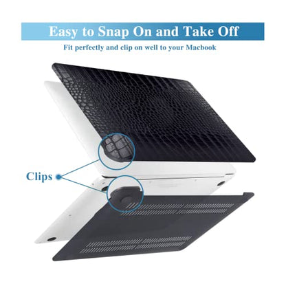 Crocodile Case for MacBook Air 13 inch 2026 M5, 2022-2025 M4/M3/M2 | Model A3449 A3240 A3113 A2681, Texture Crocodile Aligator Skin Snakeskin PU Leather Hardshell Case & Keyboard Cover, Black - color: ## Black Crocodile