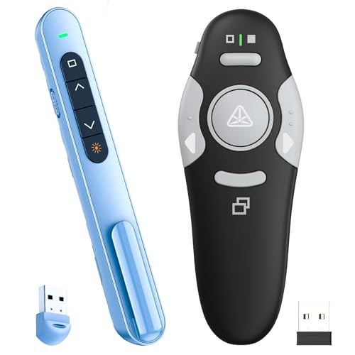 QUI Presenter Clicker Bundle | BK600 Slim-Shaped USB A Blue & BQ100 Remote-Shaped USB A Black