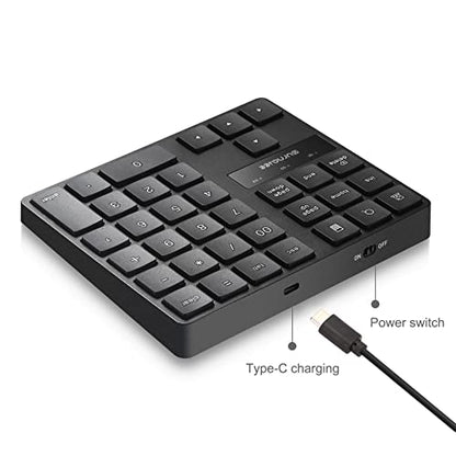 SurnQiee Wireless Numeric Keypad, 2.4G Rechargeable Number Pad 35-Keys for Efficient Data Input - color: 35 keys - Black