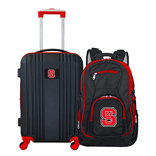 Denco North Carolina State University Wolfpack 2-Piece Luggage Set, Includes 21-inch Two-Tone Hardcase Spinner and 19" Laptop Backpack