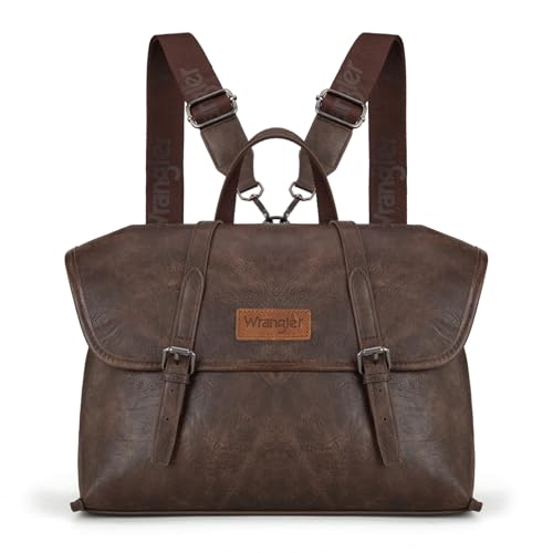 Wrangler Laptop Bag for Women Messenger Bag Briefcase Computer Backpack Convertible Satchel Bag - color: Coffee, size: 15.6 inch
