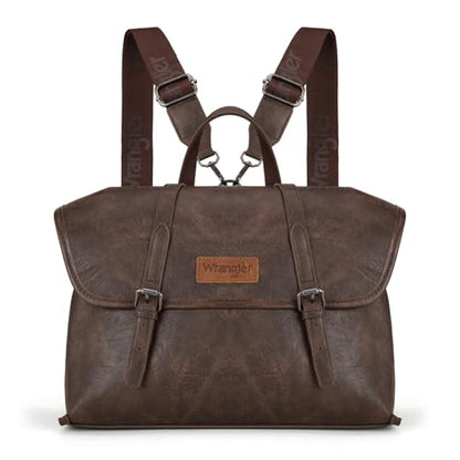 Wrangler Laptop Bag for Women Messenger Bag Briefcase Computer Backpack Convertible Satchel Bag - color: Coffee, size: 15.6 inch
