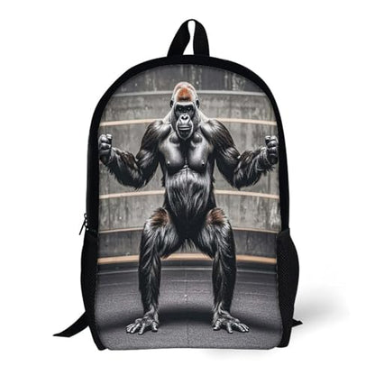 17-Inch Laptop Backpack Water-Resistant Gorillas Fitness Daypack with Shoulder Strap Lightweight Casual Rucksack for Travel Commuter Hiking Outdoor Activities 20l Black
