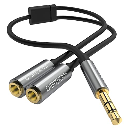 DigitConvert Headphone Splitter,3.5mm Extension Cable Audio Stereo Y Splitter (Hi-Fi Sound), 3.5mm Male to Female Dual Headset Jack Adapter for iPhone Samsung Tablet Laptop, PS4, Switch & More