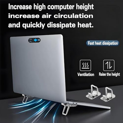 2PCS Laptop Stand Portable,Adjustable Laptop Riser, Ergonomic Cooling Mini Invisible Notebook Stand Riser for Desk Computer Keyboard MacBook (Black) - color: Black