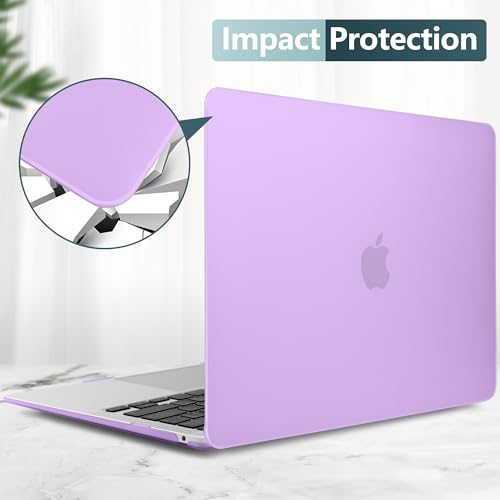 DONGKE Compatible with MacBook Air 13 inch Case 2021 2020 2019 2018 Release Model: M1 A2337 A2179 A1932, Matte Hard Case Cover for MacBook Air 13 inch with Retina Display Fits Touch ID - Purple - color: Purple