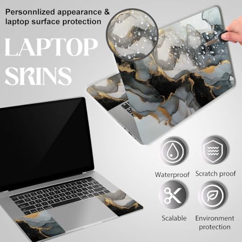 SUPERDANT Laptop Skin Sticker Marble Laptop Decals Personalized Universal Notebook Computer Wrap Vinyl Skin Stickers Cover Art Decal Removable 12-15.6 Inch Waterproof Scratch-Resistant Gifts