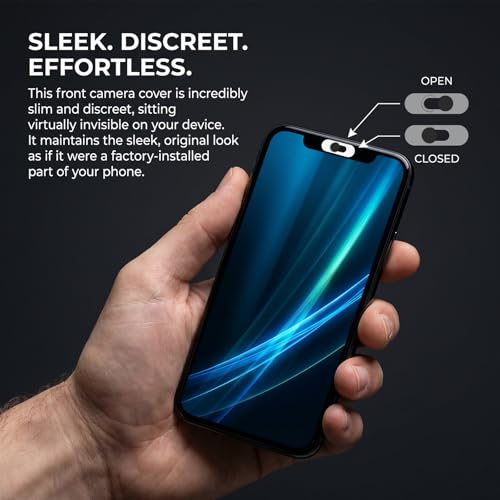 Smartphones Webcam Cover Protect Privacy, Front Camera Cover for Phone, Webcam Blocker for Single Front Camera, Privacy Slider Protects Your Phone Security, 2 Pack-Black