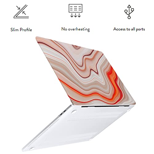 LanBaiLan Laptop Plastic Hard Shell Protective Case, Compatible for New MacBook Air 13 inch 2020 2019 2018 Release A2337 M1 A2179 A1932 Retina Display & Keyboard Cover, Beige and Orange - color: Beige and Orange