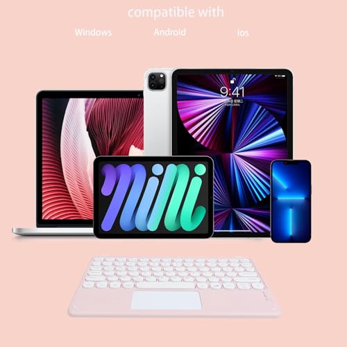 Wireless Keyboard with Touchpad, Ultra-Thin Rechargeable Bluetooth Keyboard Mini, 78 Keys, Pink - color: Pink