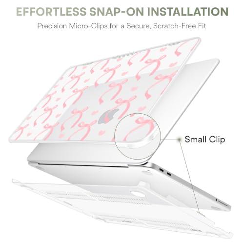 Compatible with MacBook Neo 13 inch (2026 Release A3404) (A18 Pro) with Liquid Retina Display, Printed Slim Protective Case with Screen Protector & Keybaord Cover, Pink Ribbon Bow - color: pink ribbon bow