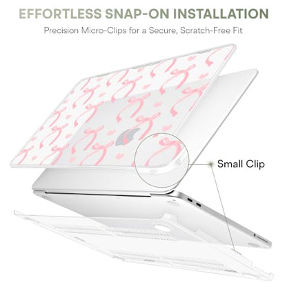 Compatible with MacBook Neo 13 inch (2026 Release A3404) (A18 Pro) with Liquid Retina Display, Printed Slim Protective Case with Screen Protector & Keybaord Cover, Pink Ribbon Bow - color: pink ribbon bow