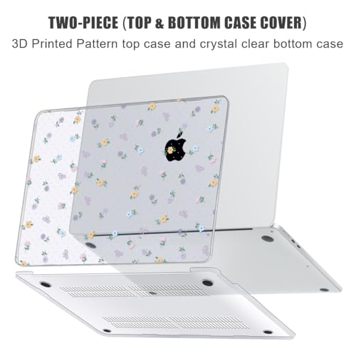 for MacBook Air 15 inch Case 2026-2023 Release M5 A3448 M4 A3241 M3 A3114 M2 A2941 Liquid Retina Display, Hard Shell Case with Keyboard Cover+Screen Film+Trackpad Film, Floral - color: Floral