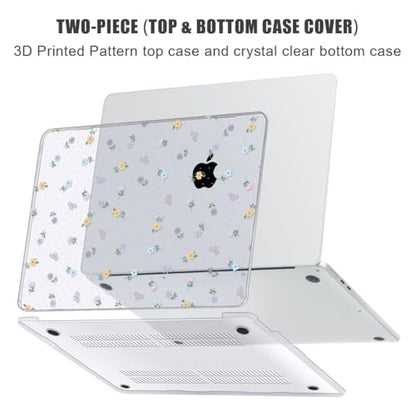 for MacBook Air 15 inch Case 2026-2023 Release M5 A3448 M4 A3241 M3 A3114 M2 A2941 Liquid Retina Display, Hard Shell Case with Keyboard Cover+Screen Film+Trackpad Film, Floral - color: Floral