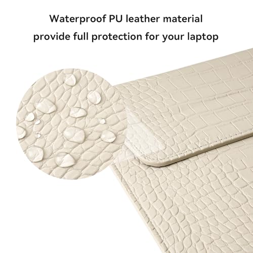 MOSISO Laptop Case 13 inch, 13 inch Laptop Sleeve Compatible with MacBook Neo 13 A18 Pro A3404 Air M4 M3 M2 M1 2026-2018 / Pro M2 M1 2026-2016, Crocodile Grain PU Leather Flap Case Bag, Beige - color: Beige, size: 13 inch