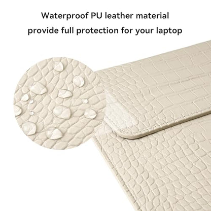 MOSISO Laptop Case 13 inch, 13 inch Laptop Sleeve Compatible with MacBook Neo 13 A18 Pro A3404 Air M4 M3 M2 M1 2026-2018 / Pro M2 M1 2026-2016, Crocodile Grain PU Leather Flap Case Bag, Beige - color: Beige, size: 13 inch