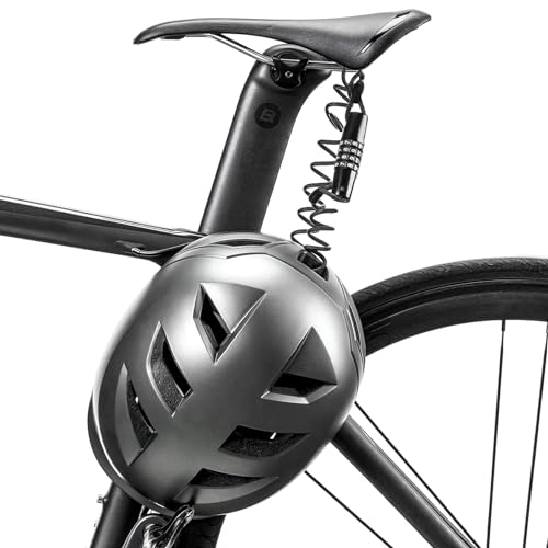 ROCKBROS Helmet Lock, Retractable 4 Digit Cable Lock for Bikes | Retractable cable design; 4 digit combination lock; Secures helmets, bikes, strollers and luggage - style: Straight