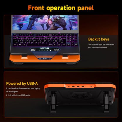 IETS GT300 Upgraded Laptop Cooling Pad with Adjustable Stand, Turbo Boosted Cooler for Rapid Cooling 10-17inch Gaming Laptop, Flexible Sealing Ring，Featuring Air Filtration and USB Hub - color: GT300F1(Hub)