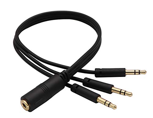 zdyCGTim 3.5mm Audio Y Splitter Headphone Cable 3.5mm 1/8" inch Female to 3 3.5mm 1/8" inch Male Headset Mic & Stereo Audio Y Splitter Cable for Smartphone to Soundbox Adapter(30 CM/12 inch) (3-Pole) - color: 3-Pole