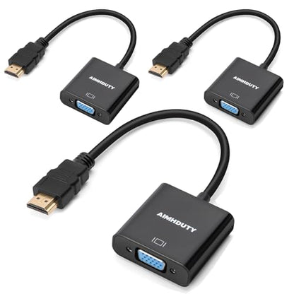 HDMI to VGA Adapter, 3-Pack HDMI Male to VGA Female Converter for Xbox, Computer, Desktop, Laptop, PC, Monitor, Projector, HDTV, Chromebook, Raspberry Pi, Roku and More