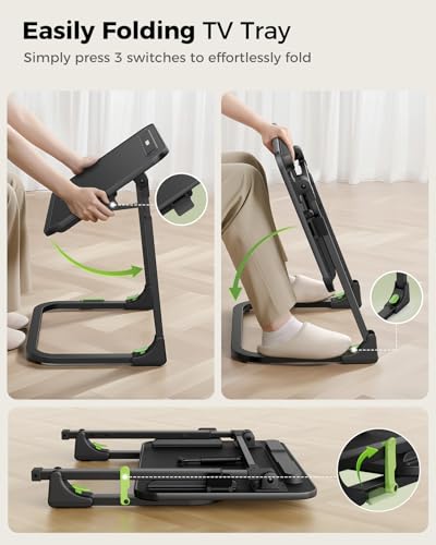 SAIJI Folding TV Tray Table, Height & Tilt Adjustable Sturdy TV Dinner Tray Tables, Multifunction Foldable Trays for Eating, Working, Crafting on Couch & Bed, Living Room Laptop Desk - size: Large