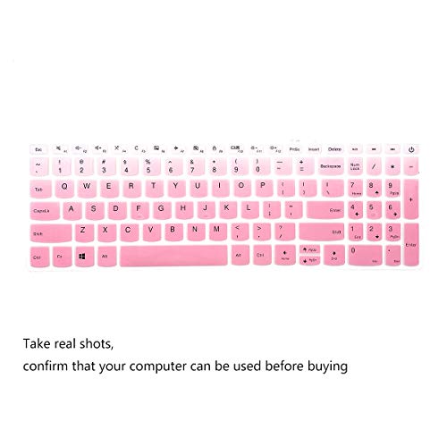 2 Pack Keyboard Cover for Lenovo IdeaPad 3 15.6'' 17.3'', Yoga C740 C940 15.6, IdeaPad L340 S340 320 330 330s 520 720s 130 S145 15.6, IdeaPad 320 330 17.3/ThinkBook 15 Keyboard Skin - color: OmbrePink+Clear