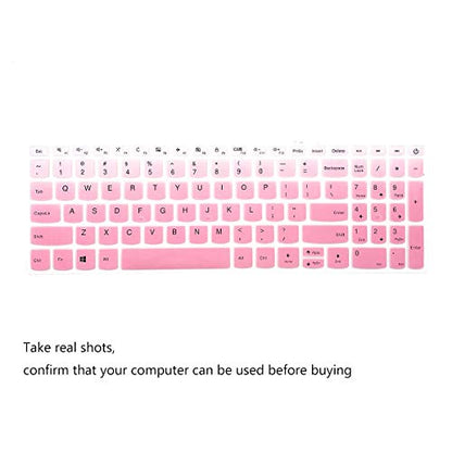 2 Pack Keyboard Cover for Lenovo IdeaPad 3 15.6'' 17.3'', Yoga C740 C940 15.6, IdeaPad L340 S340 320 330 330s 520 720s 130 S145 15.6, IdeaPad 320 330 17.3/ThinkBook 15 Keyboard Skin - color: OmbrePink+Clear