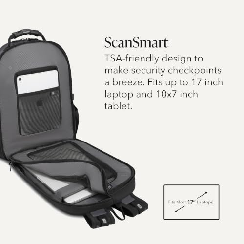 SWISSGEAR Sion 2-Piece Travel Set, Softside Expandable Carry-On Spinner Bundled with 1900 ScanSmart 17" Laptop Backpack with RFID Blocking & Tech Organization, Dark Grey - color: Dark Grey, size: 2-Piece Set (Carry-On/Backpack)