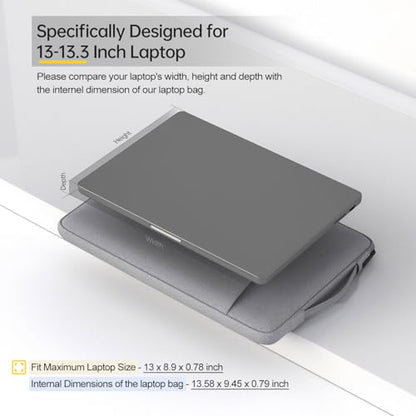 13-13.3 Inch Laptop Sleeve for Acer Spin Chromebook 513 13.3, Lenono Duet 5, Dell ASUS HP 13.3" MacBook Air Case Bag, Light Grey - color: Light Grey, size: 13.3-13.6 Inch