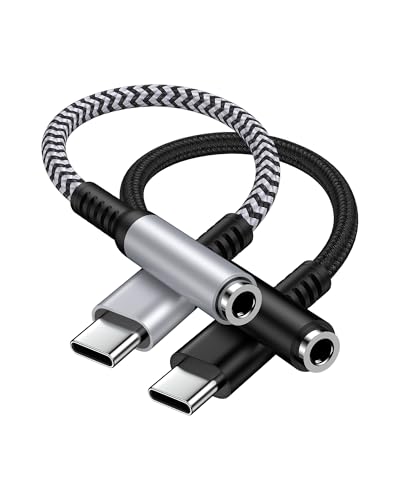 iPhone 17 Headphone Aux Adapter, USB C to 3.5mm Female Headphone Adapter | 2Pack USB C to Aux Audio Dongle for iPhone 17 17e Air 17 Pro Max 16 Pro 16e 15 Plus, Samsung S26 S25 S24Ultra, iPad Pro Air - color: White, Black
